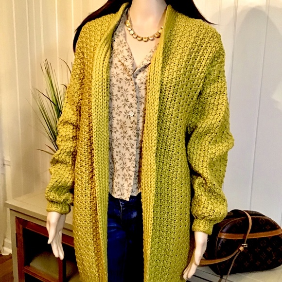 Sale! QUALITY CABLE KNIT OVERSIZE CARDIGAN GOLDEN HONEY - Picture 4 of 10